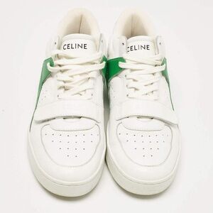 Celine White/Green Leather CT-02 Lace Up Sneakers